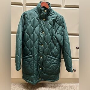 Like New! J. Crew City Puffer Quilted Jacket, XS, Hunter Green